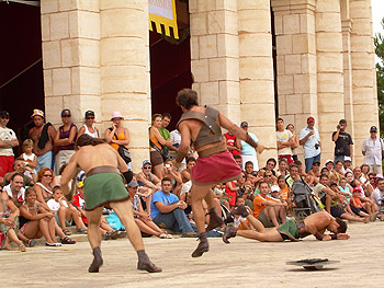 Espectculo sobre una lucha entre Gladiadores en Terra Mtica