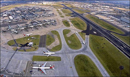 vista area del Aeropuerto de Heathrow