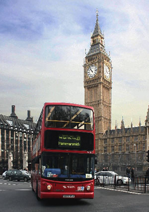 Foto del autobús rojo típico de Londres