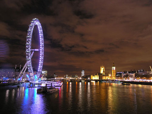 Foto del London Eye de noche (El Ojo de Londres)