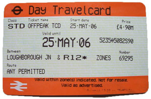 Ticket Metro Londres travelcard