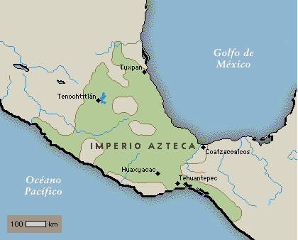 Mapa de la extensin del imperio azteca