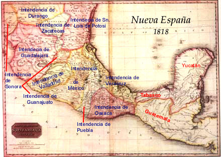 Mapa de Nueva Espaa de 1818