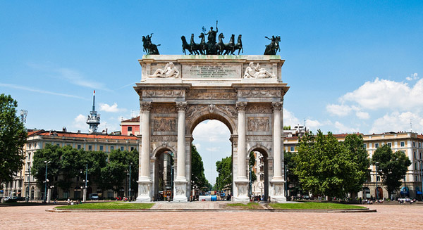 Panormica del Arco de la Paz de Miln (Arco della Pace di Milano)