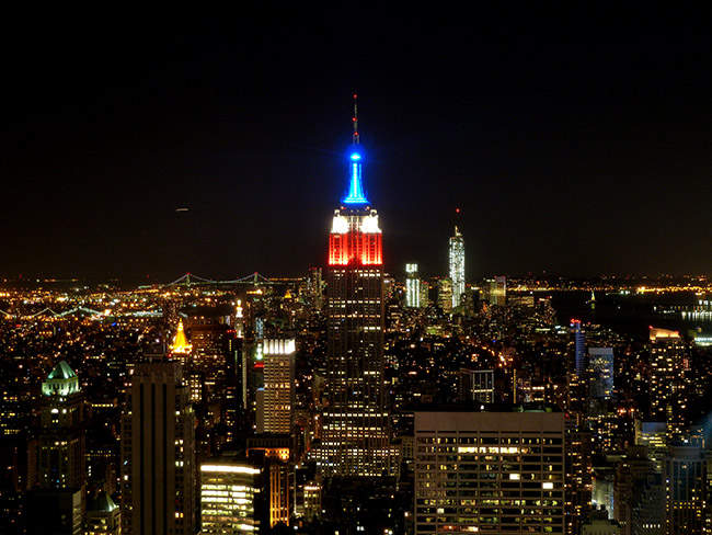 Empire State Building de noche foto tomada desde el Top of the Rock del edificio GE