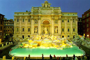 Fotografa de la Fontana di Trevi de noche