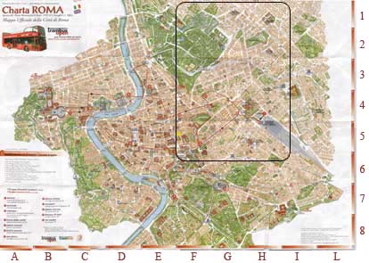 Mapa Roma (Zona Norte II) - Castro Pretorio, Termini, Plaza de la Republica, Quirinale, Iglesia de Santa Mara Magdalena