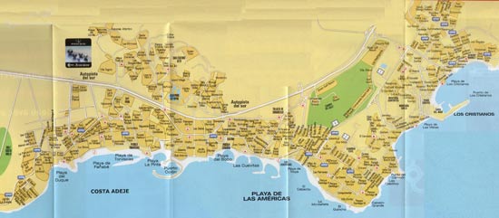 Plano callejero de Los Cristianos, Las Amricas y la Costa de Adeje (Sur de Tenerife)