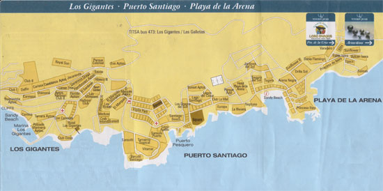 Plano de los Gigantes, Puerto de Santiago y de la Playa de la Arena (Sur de Tenerife)