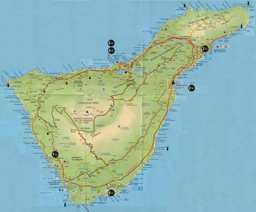 Mapa turstico de la isla de Tenerife